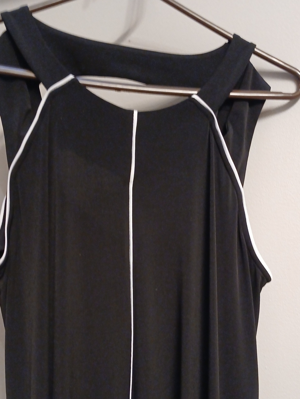 Rafaella Black Tank Top with White Piping